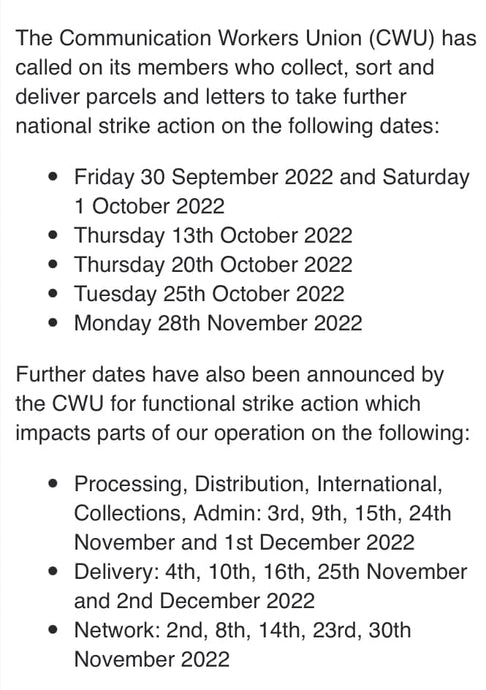 Royal Mail Strike Dates