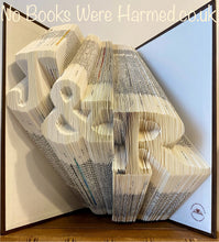 Load image into Gallery viewer, PICK YOUR OWN Your choice of large initials, hand folded into the delicate pages of a beautiful encyclopaedia. Perfect wedding gift or decoration,
